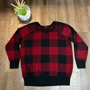 Torrid red and black Buffalo check sweater C